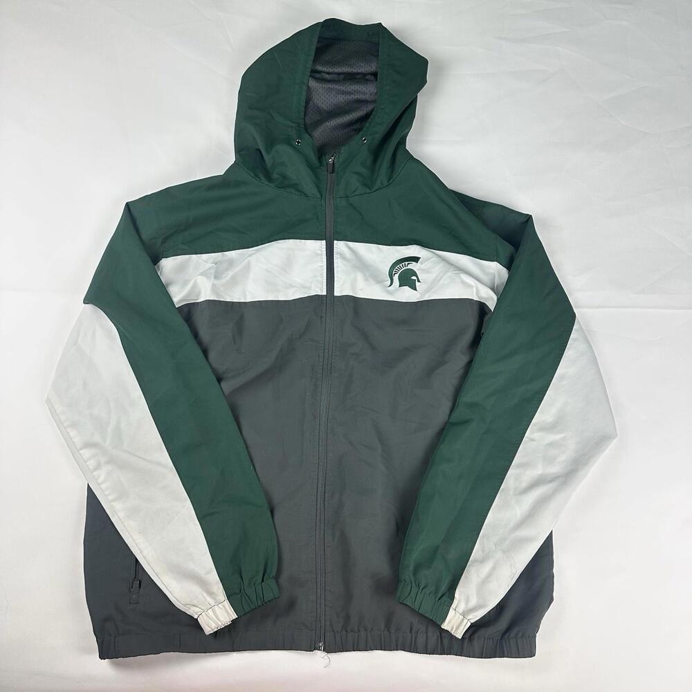 Michigan State Spartans‎ Colosseum Gray Full Zip Windbreaker Jacket Men's XL